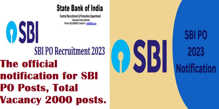 The official notification for SBI PO Posts, Total Vacancy 2000 posts.