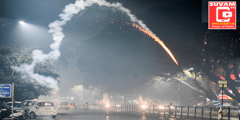 Pollution in Diwali is caused by fire crackers or burning crackers.